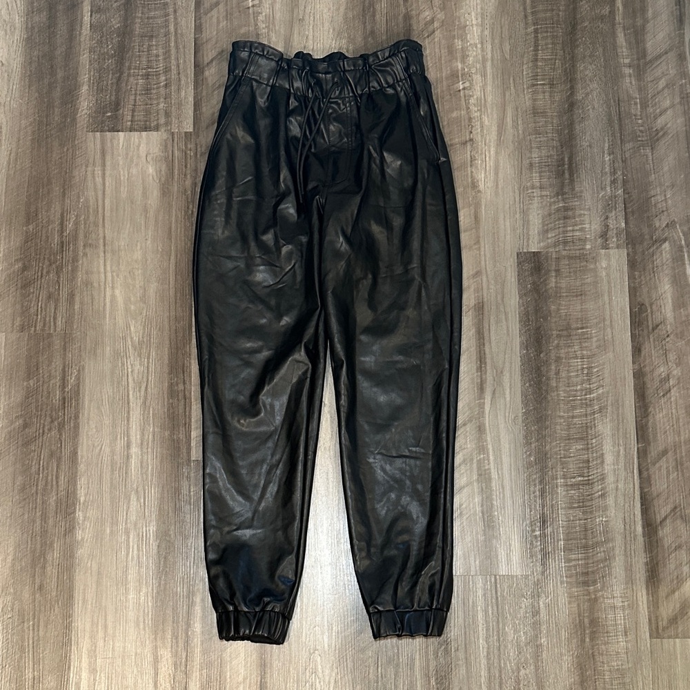 Abercrombie & Fitch Faux Leather High Waist Joggers - Small